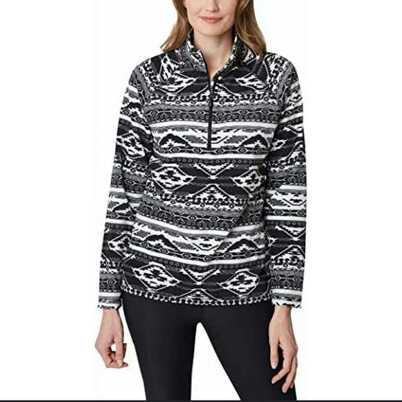 Eddie Bauer Black/White Ultrasoft Mock Neck Quarter Zip Pullover Top Size XXL - Picture 1 of 10